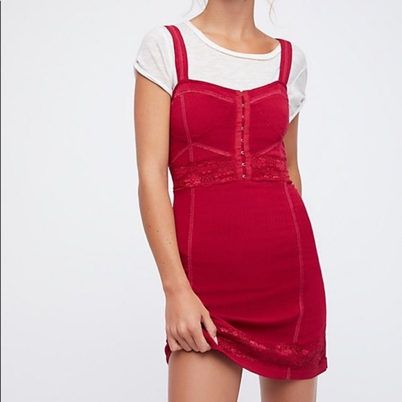 Free People Dresses & Skirts - Free People Lace Me Up Bodycon Dress Raspberry